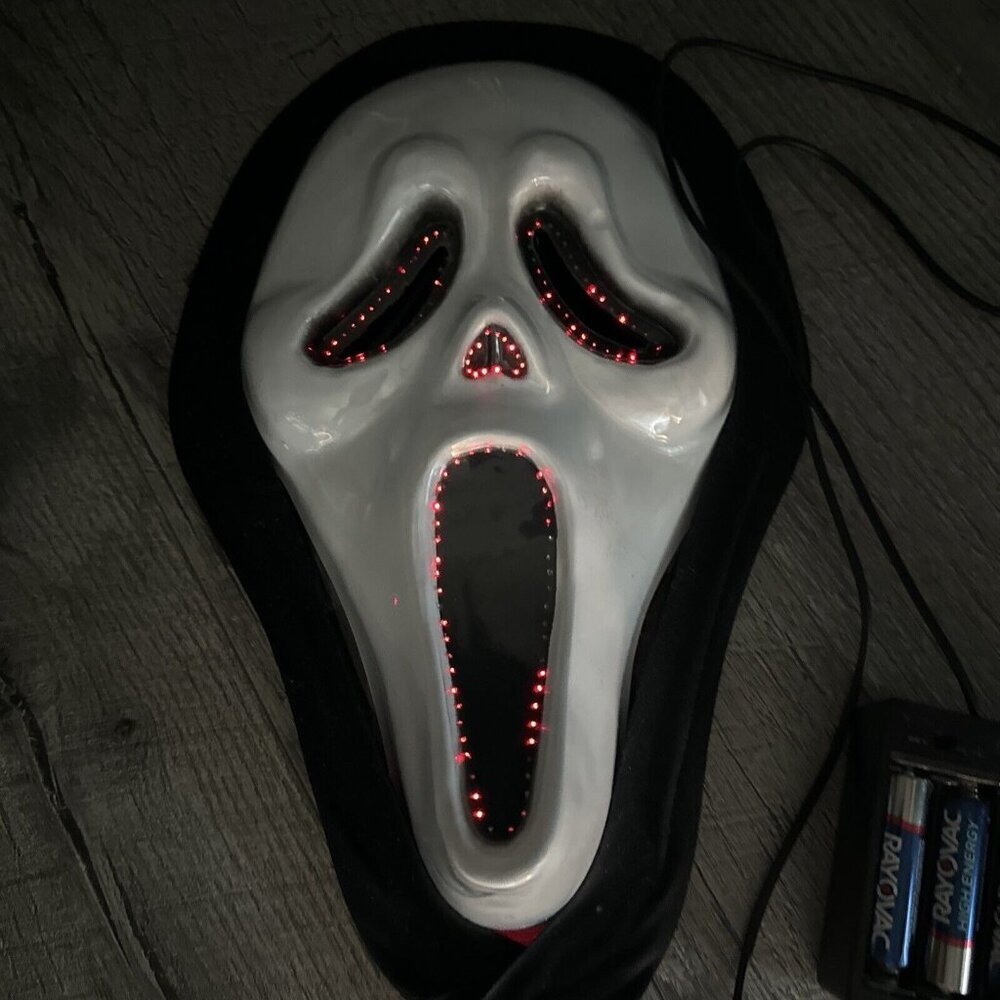 Scream Ghost Face Lighted‎ Mask Halloween Adult Blinking Lights Easter Unlimited